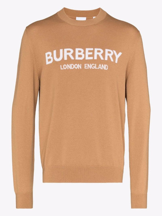 Brown Logo Print Knit Sweater