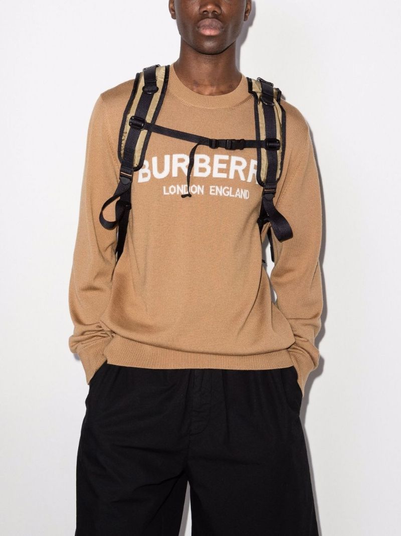 Brown Logo Print Knit Sweater