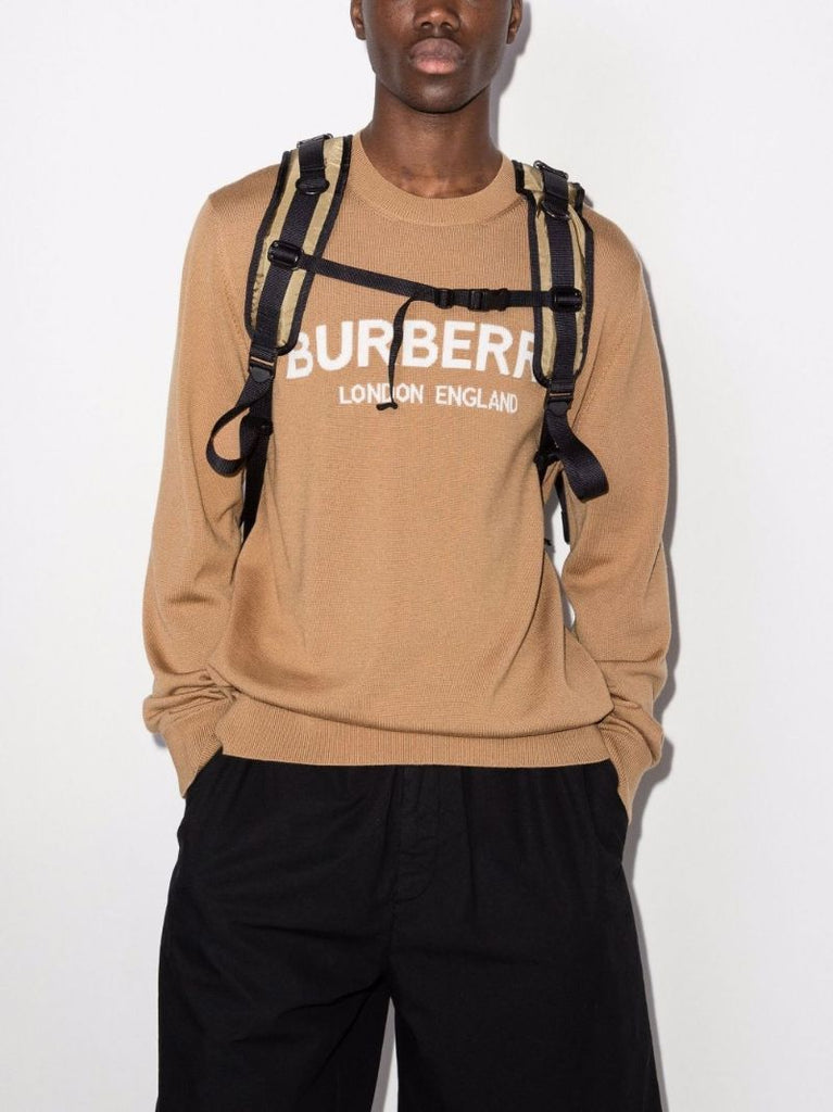 Brown Logo Print Knit Sweater