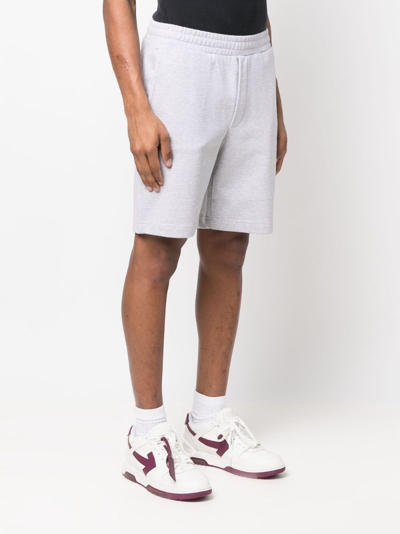 Grey Core Logo Print Cotton Shorts