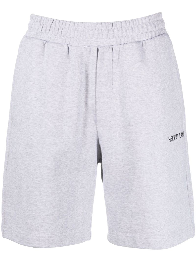 Grey Core Logo Print Cotton Shorts