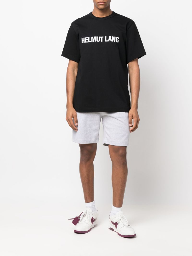 Grey Core Logo Print Cotton Shorts