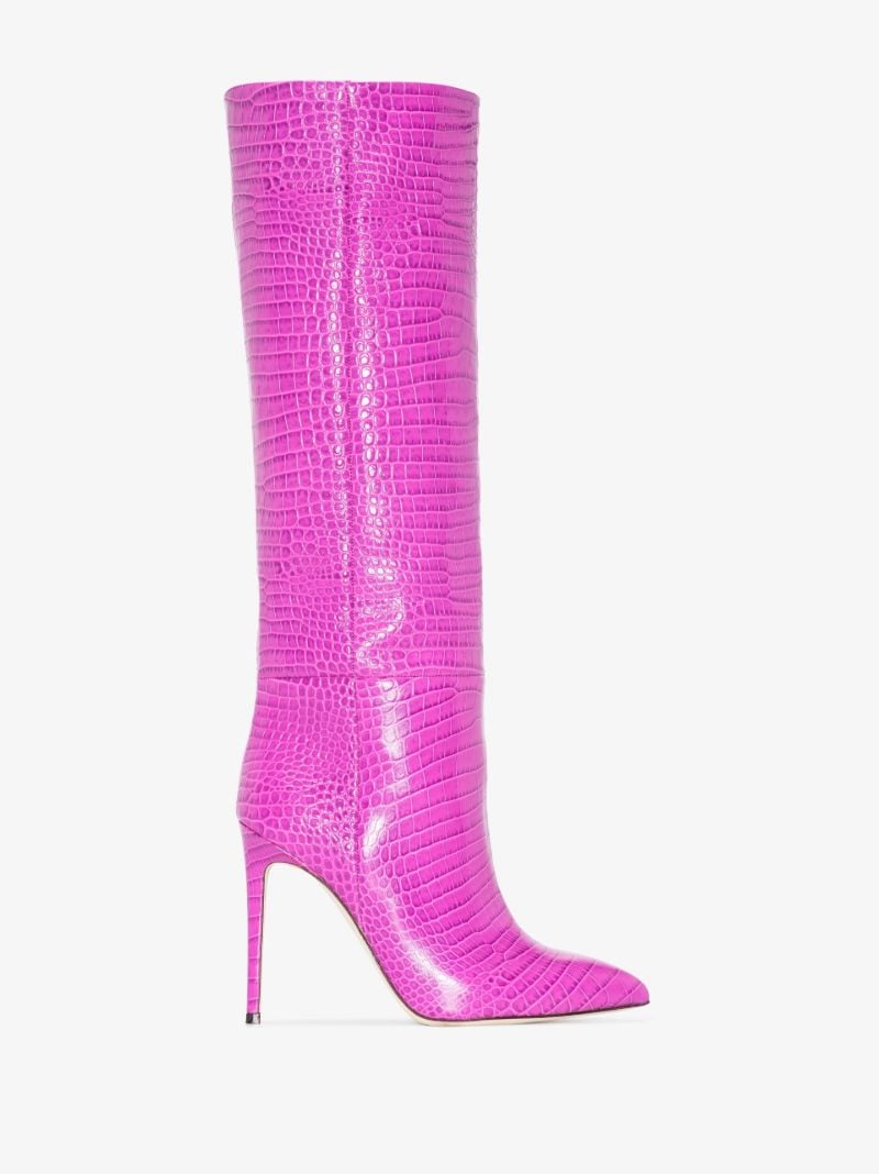 Pink 105 Mock Croc Leather Knee-high Boots