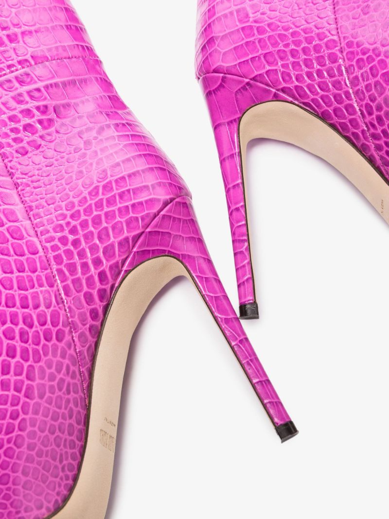 Pink 105 Mock Croc Leather Knee-high Boots