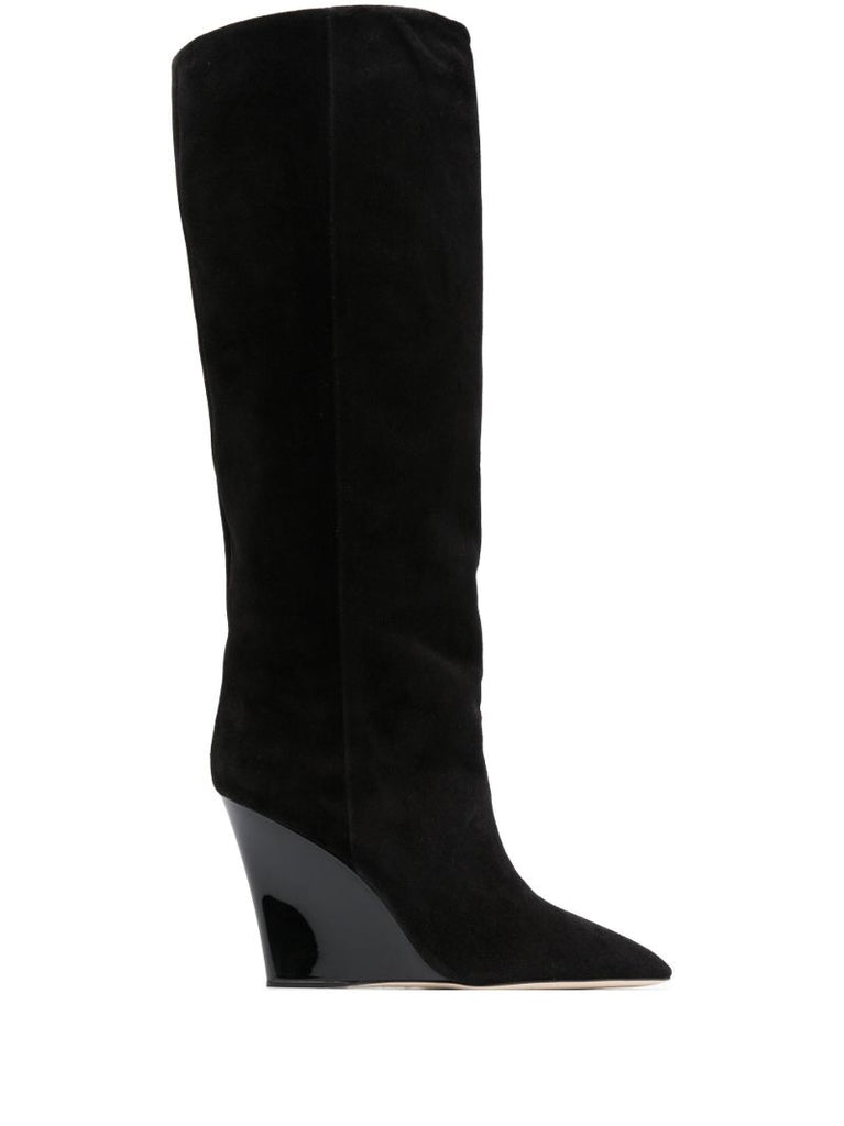 Black Wanda 95 Suede Knee-high Boots
