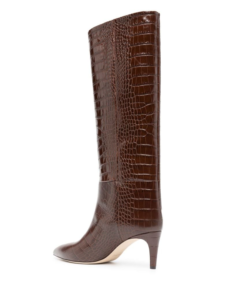 Brown 65 Mock Croc Knee-high Leather Boots