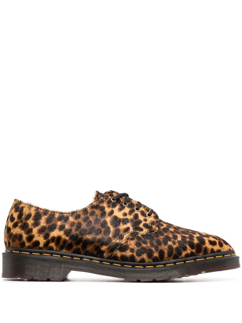 Brown Smiths Archive Leopard Print Leather Derby Shoes
