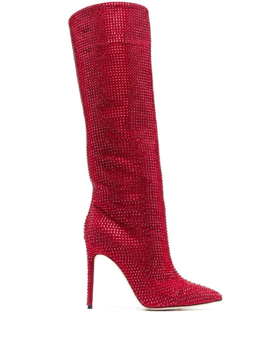 Red Holly 105 Crystal-embellished Knee-high Boots