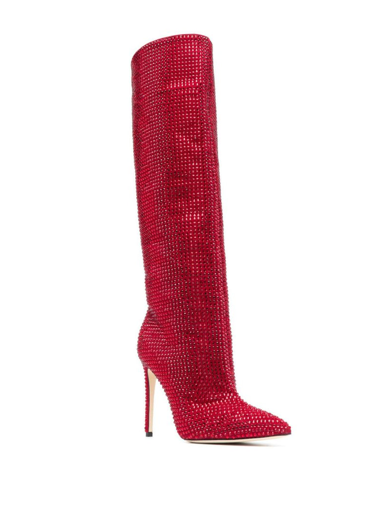 Red Holly 105 Crystal-embellished Knee-high Boots