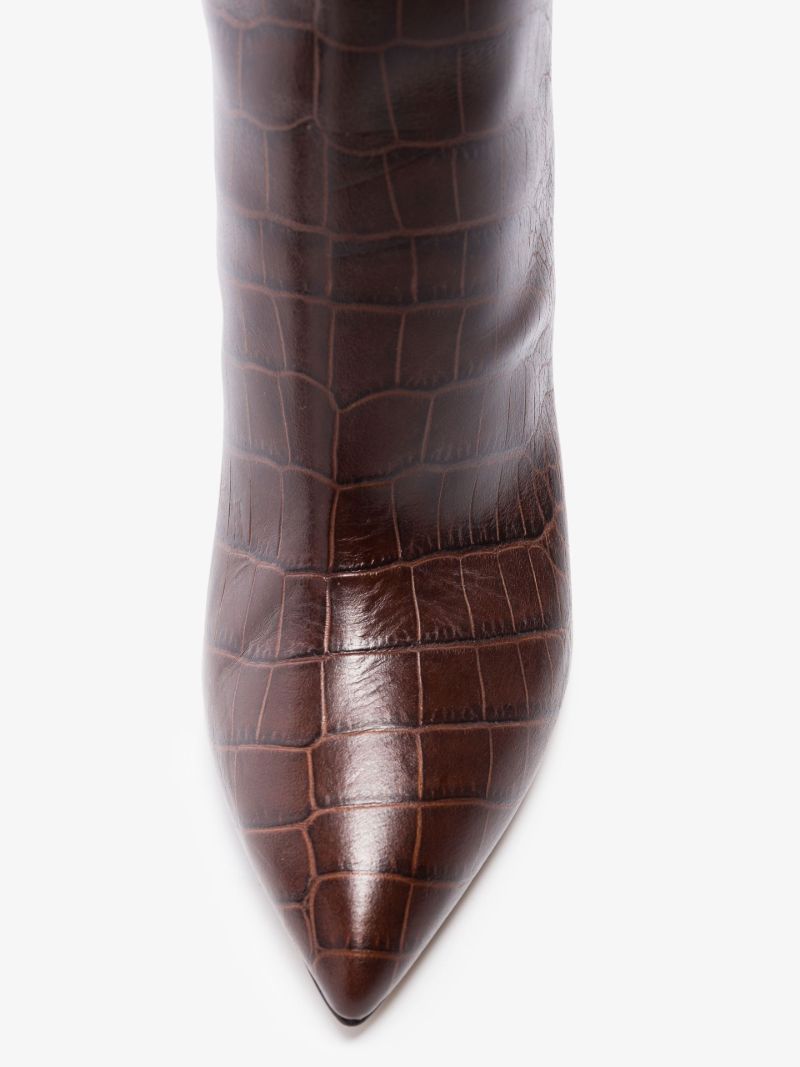 Brown 105 Mock Croc Leather Knee-high Boots