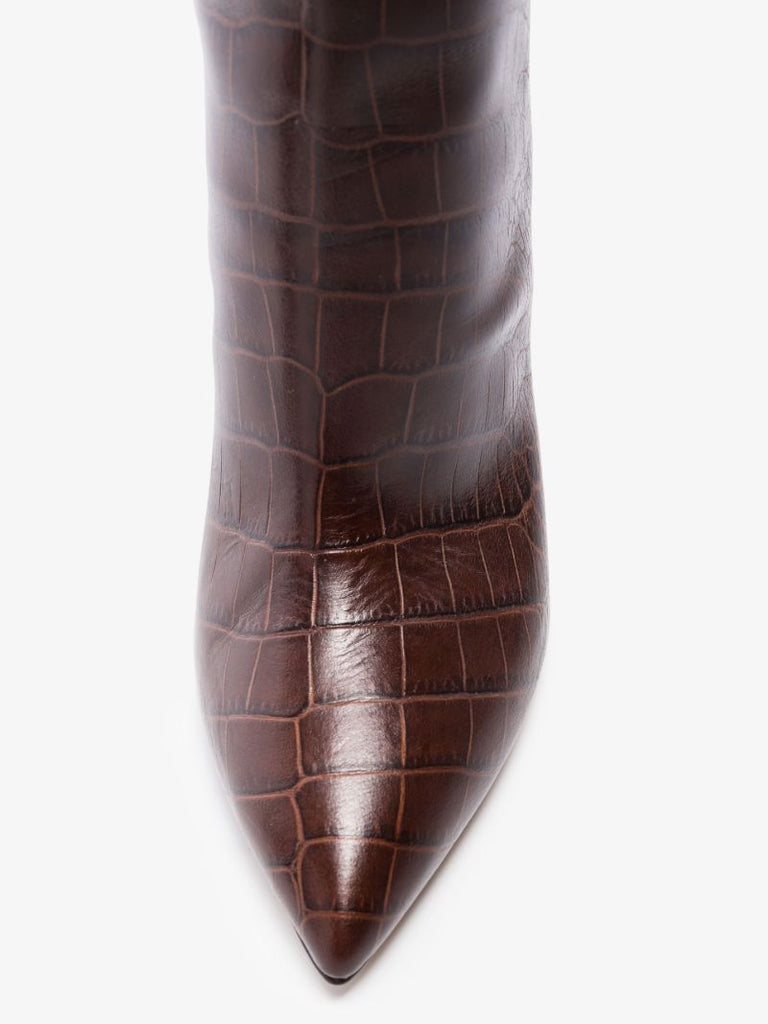 Brown 105 Mock Croc Leather Knee-high Boots