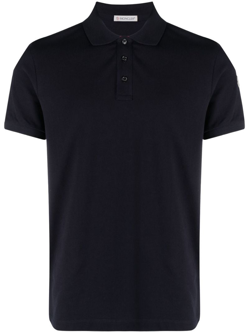 Blue Logo Patch Cotton PiquÃ_x0083_Â© Polo Shirt