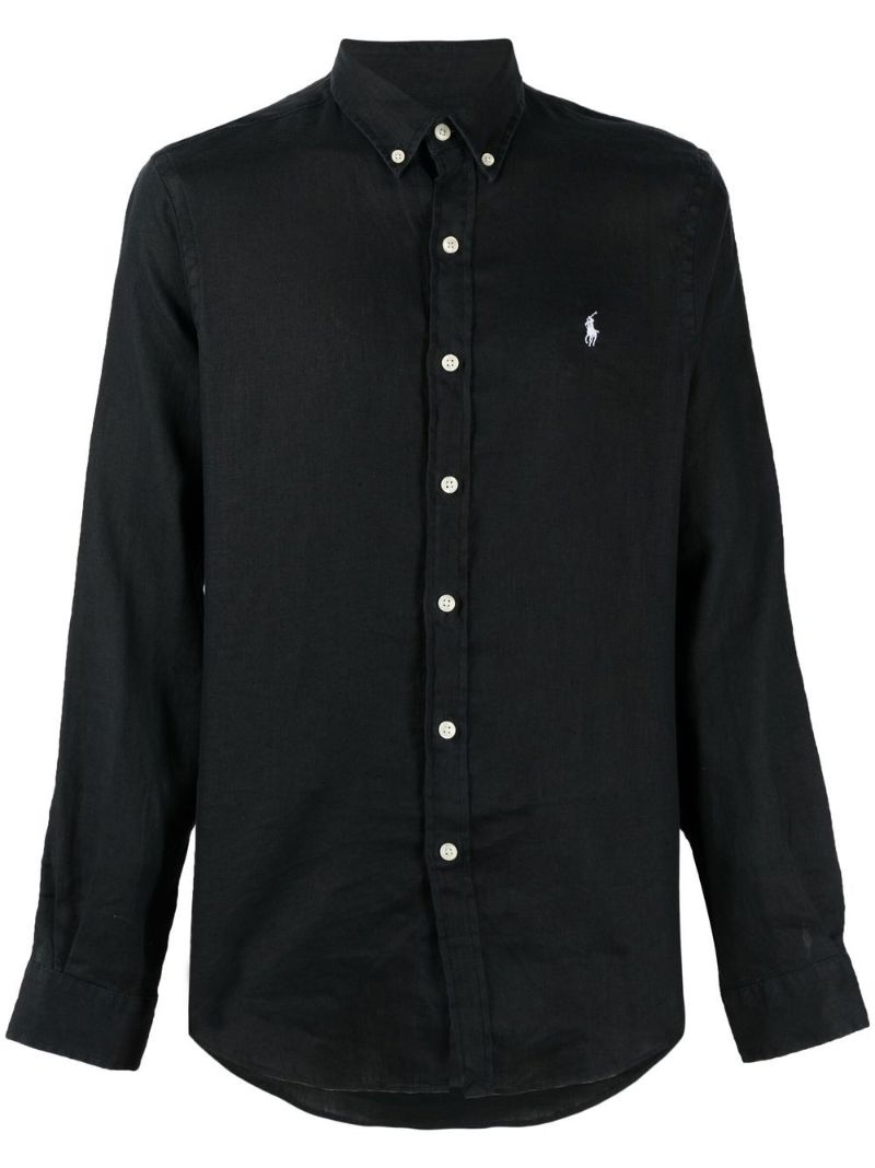 Black Polo Pony-embroidered Shirt