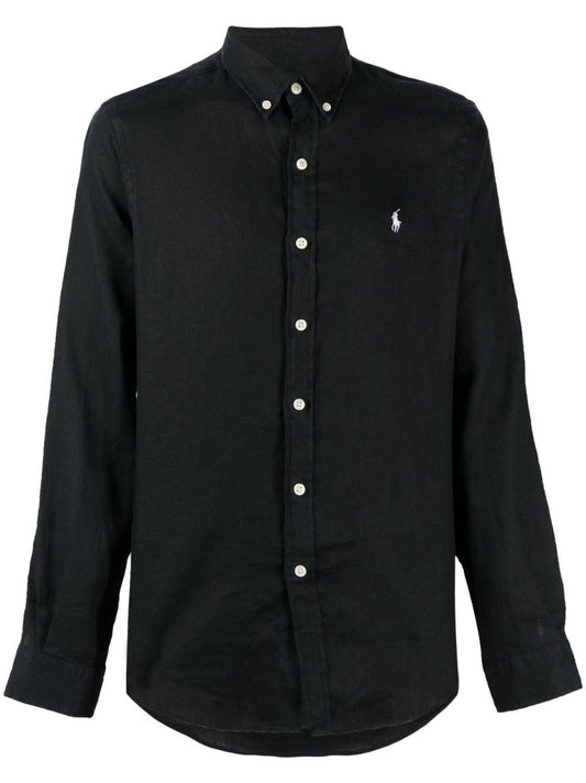 Black Polo Pony-embroidered Shirt