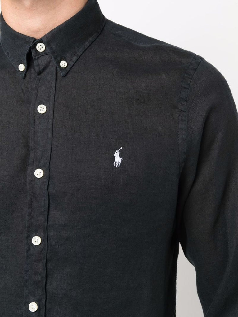 Black Polo Pony-embroidered Shirt