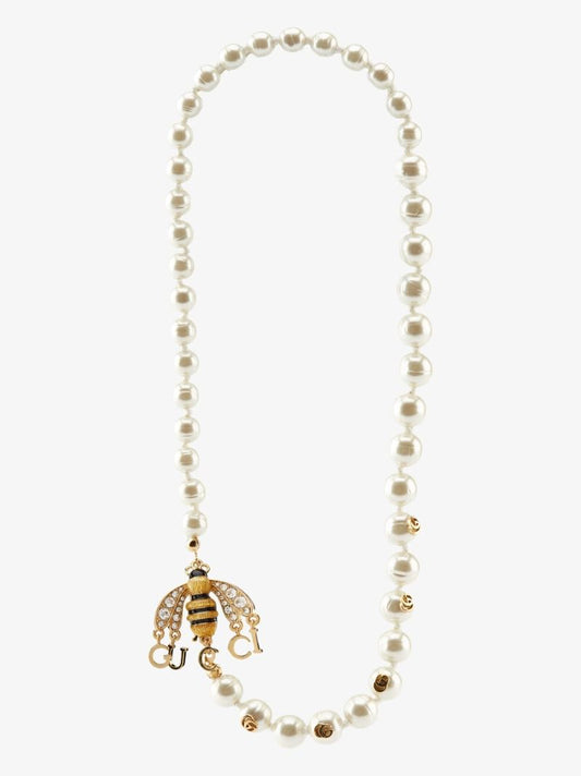 Gold-tone Bee Pearl Necklace