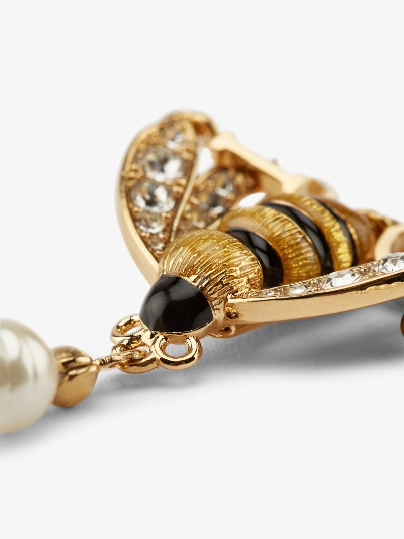 Gold-tone Bee Pearl Necklace