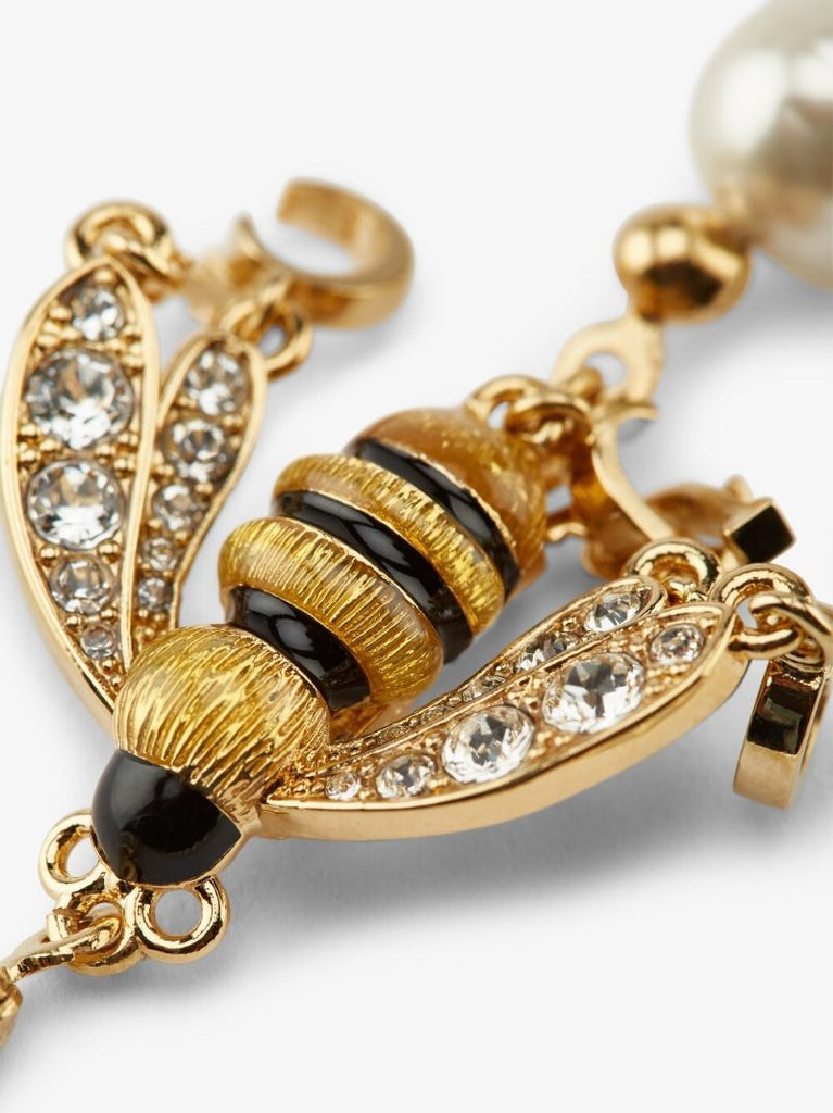 Gold-tone Bee Pearl Necklace