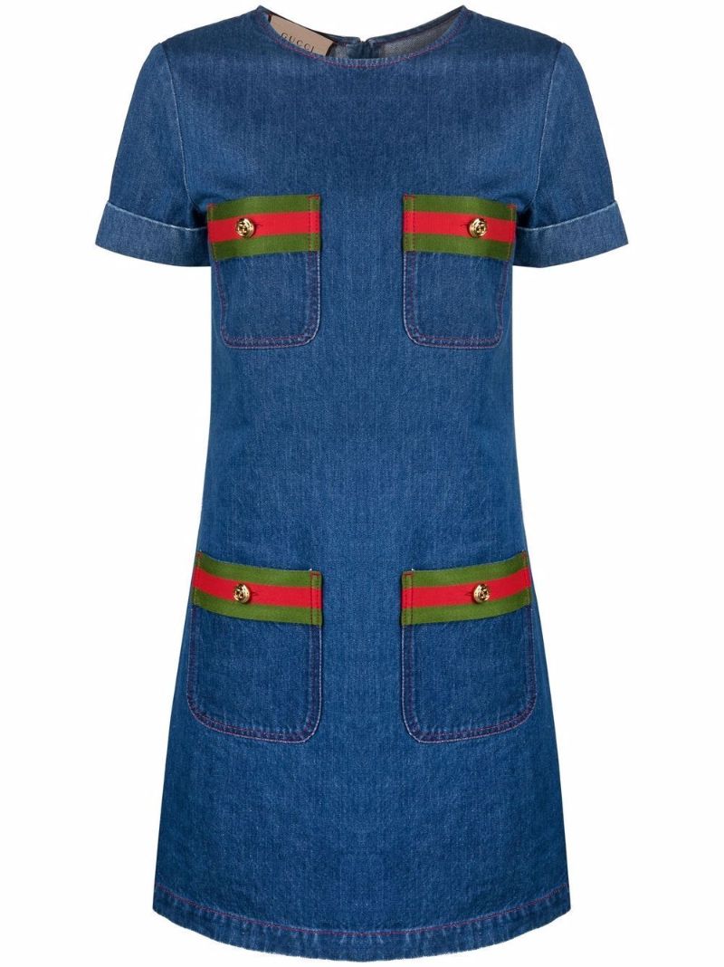 Web Stripe Denim Mini Dress