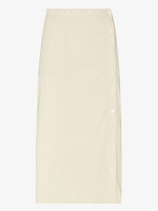 Buttoned Midi Wrap Skirt