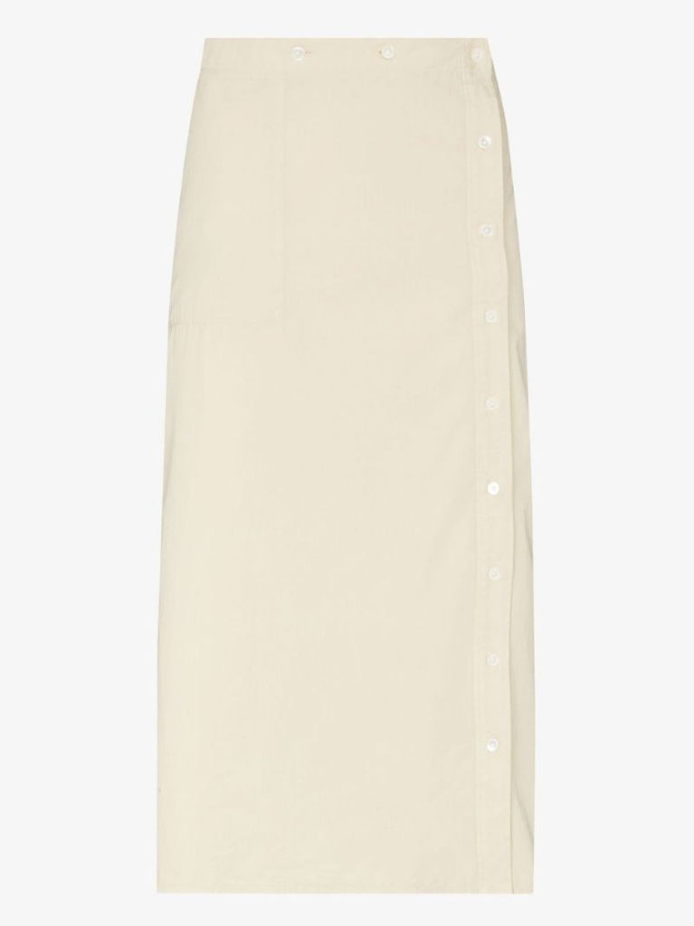 Buttoned Midi Wrap Skirt