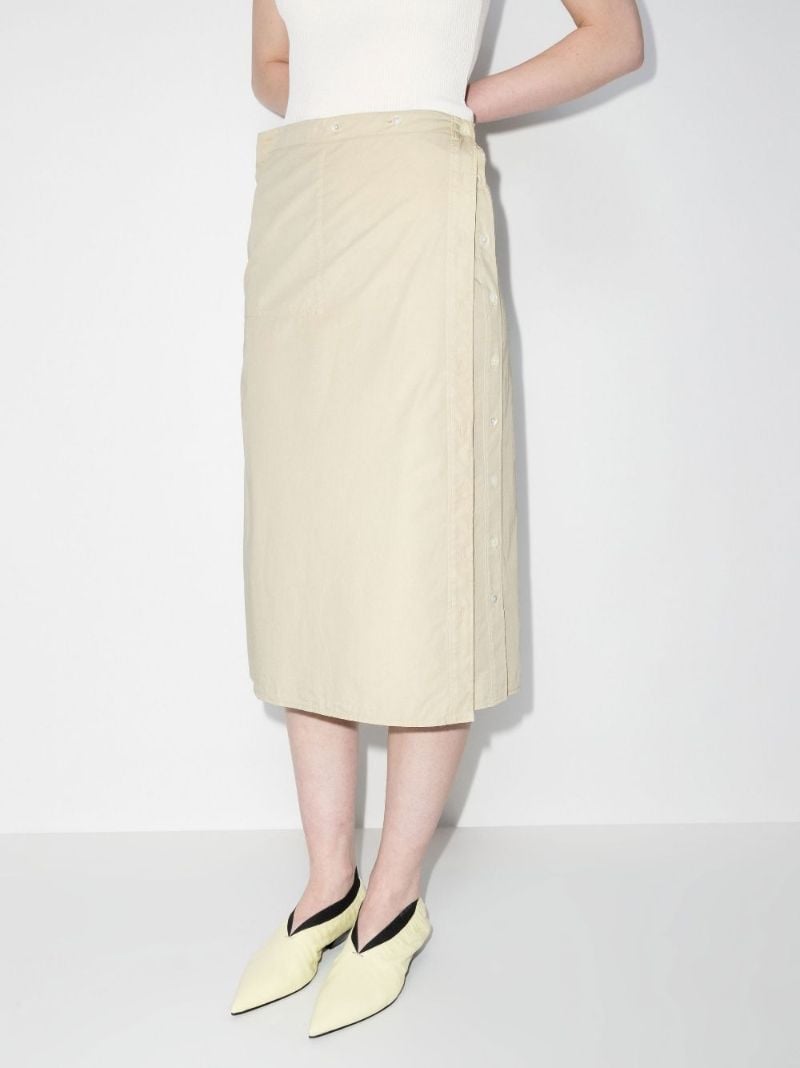 Buttoned Midi Wrap Skirt