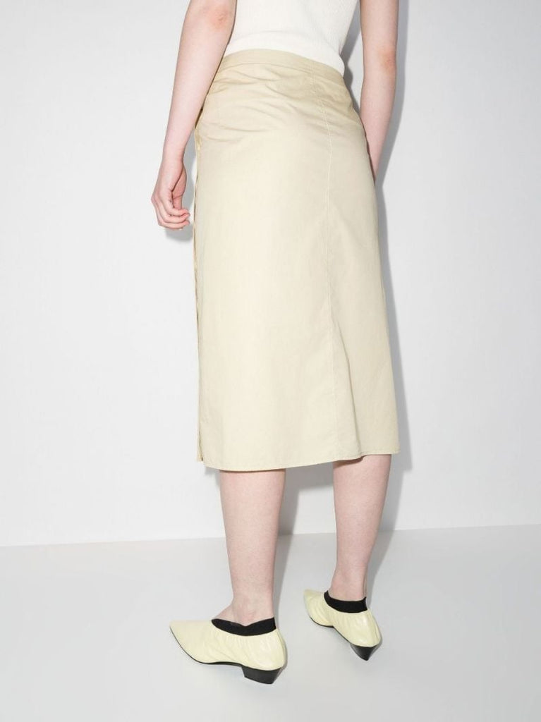 Buttoned Midi Wrap Skirt