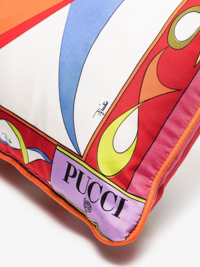 Multicoloured Pesci Print Silk Cushion