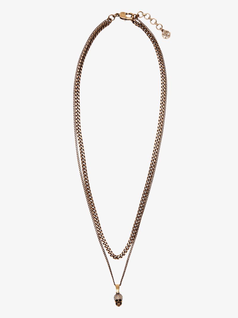 Gold-tone Skull Pendant Necklace