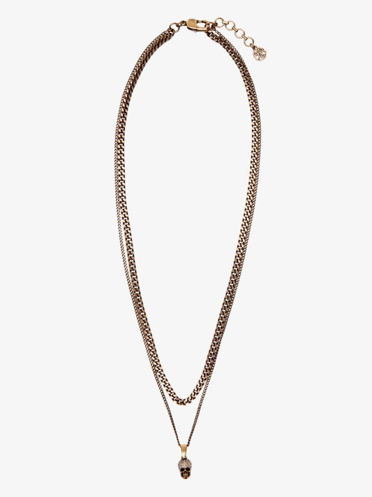 Gold-tone Skull Pendant Necklace