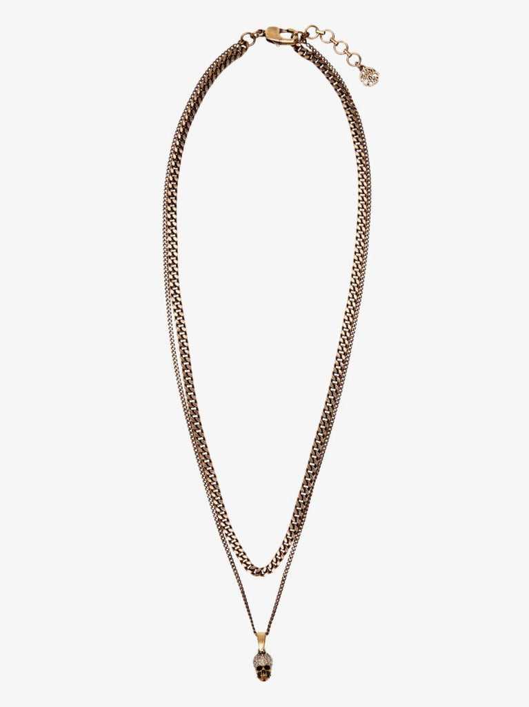 Gold-tone Skull Pendant Necklace