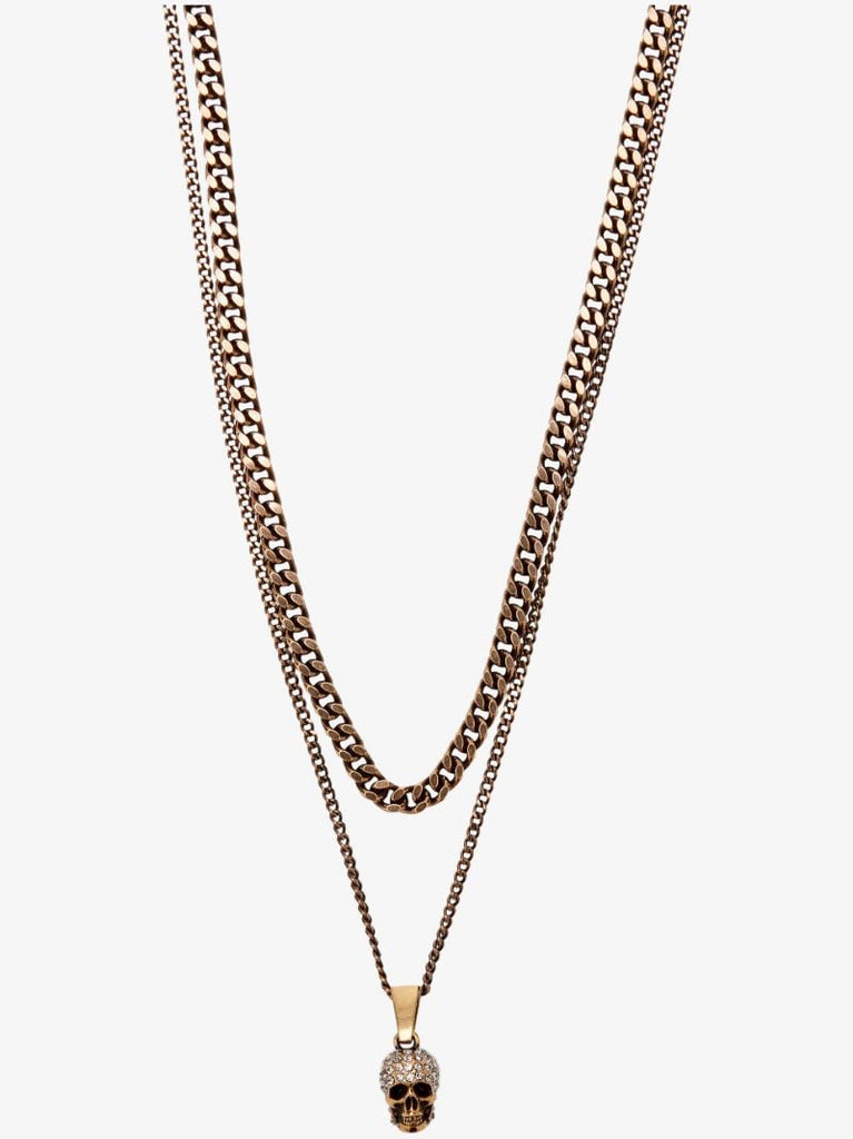 Gold-tone Skull Pendant Necklace
