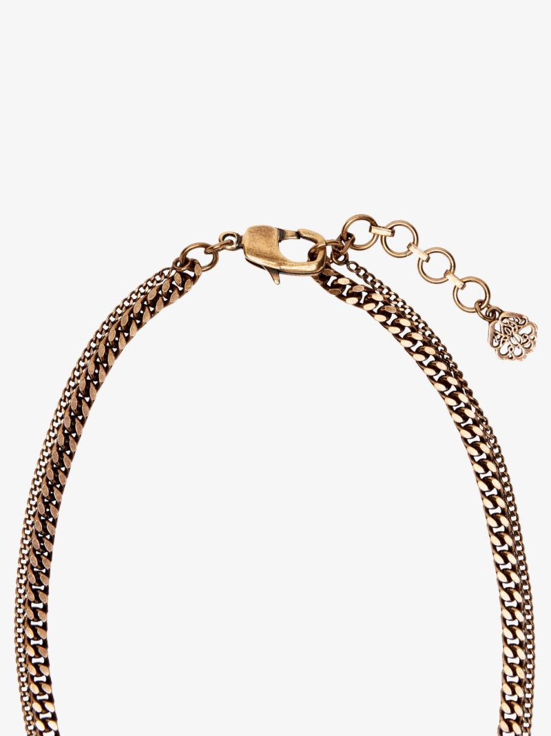 Gold-tone Skull Pendant Necklace