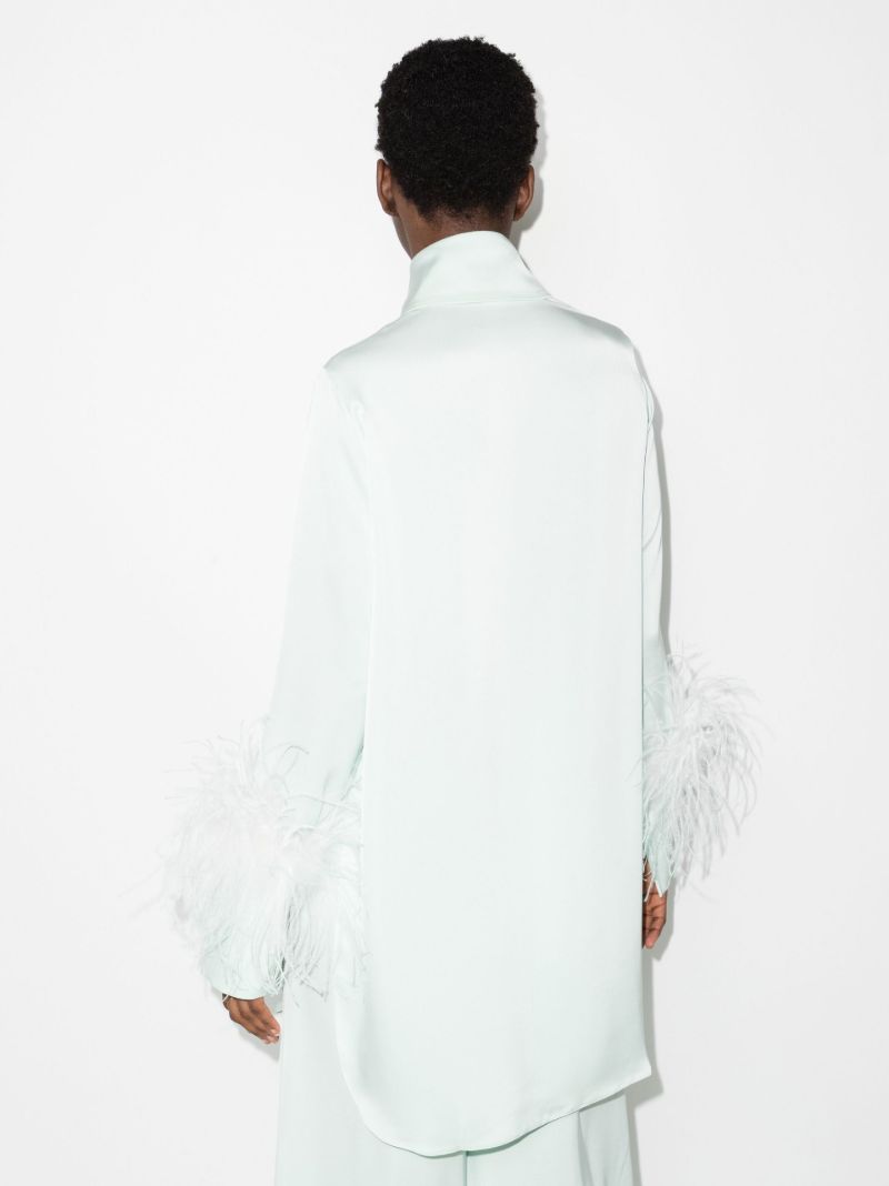Green Seymour Feather Trim Shirt