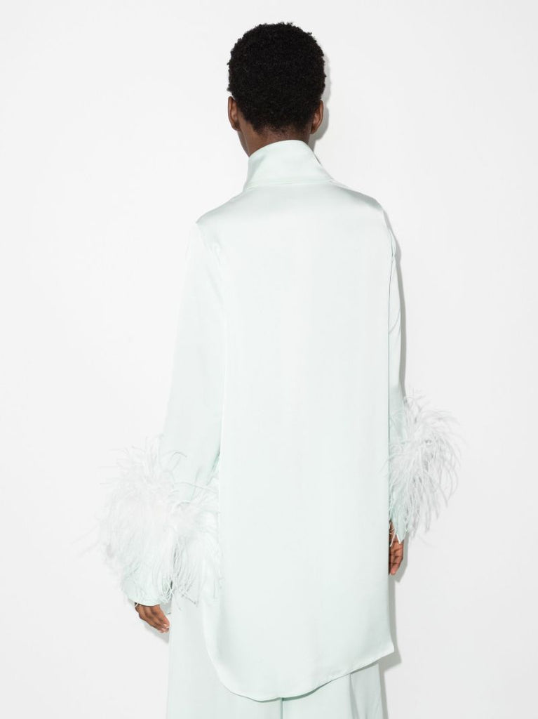 Green Seymour Feather Trim Shirt