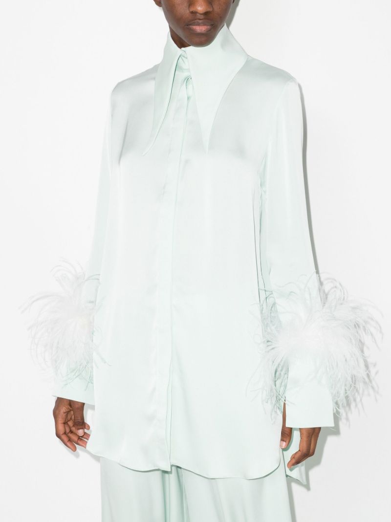 Green Seymour Feather Trim Shirt
