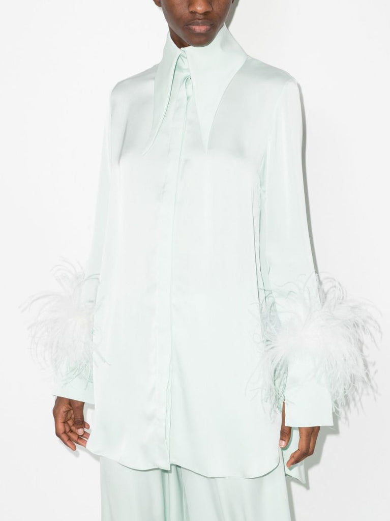 Green Seymour Feather Trim Shirt