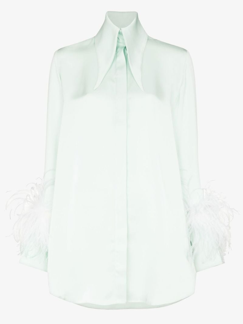 Green Seymour Feather Trim Shirt