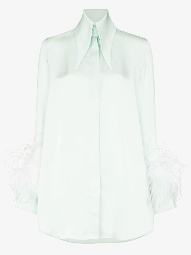 Green Seymour Feather Trim Shirt
