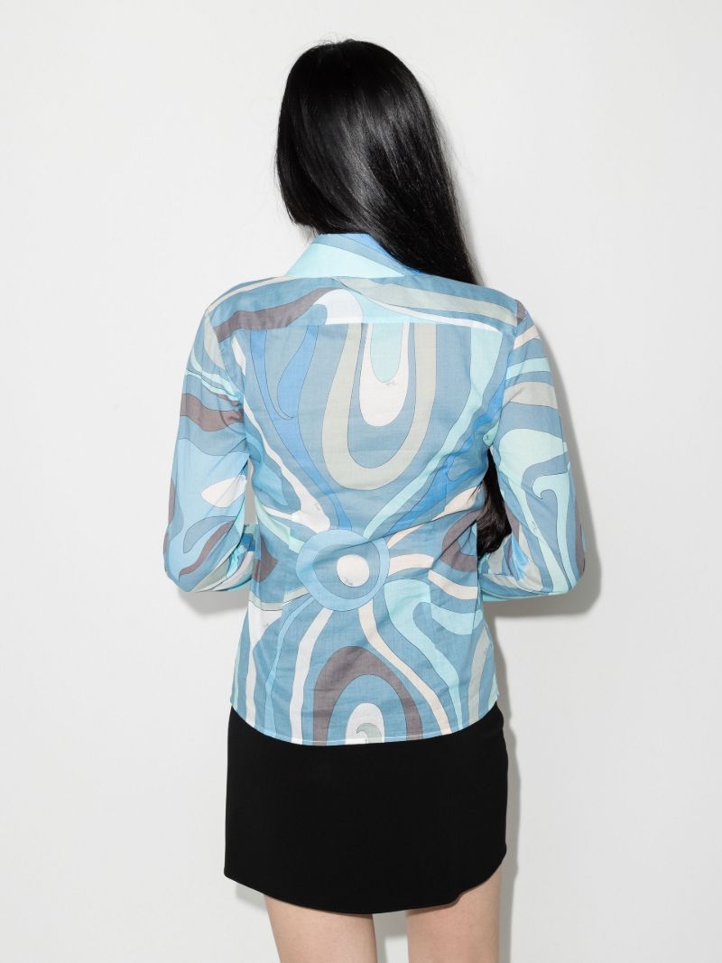 Blue Graphic Printed Cotton Shirt