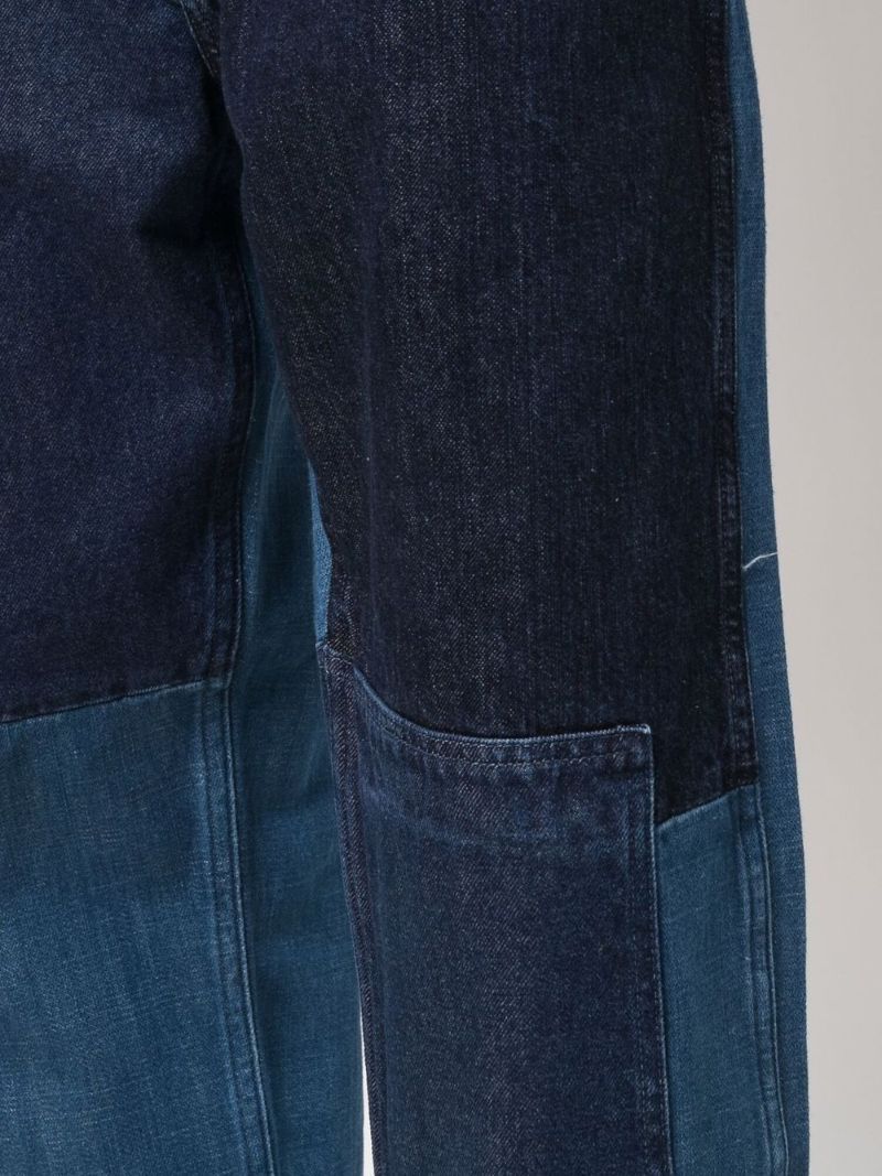 Blue Pieced Patchwork Jeans