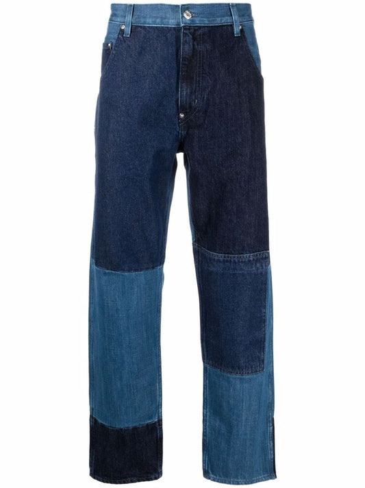 Blue Pieced Patchwork Jeans