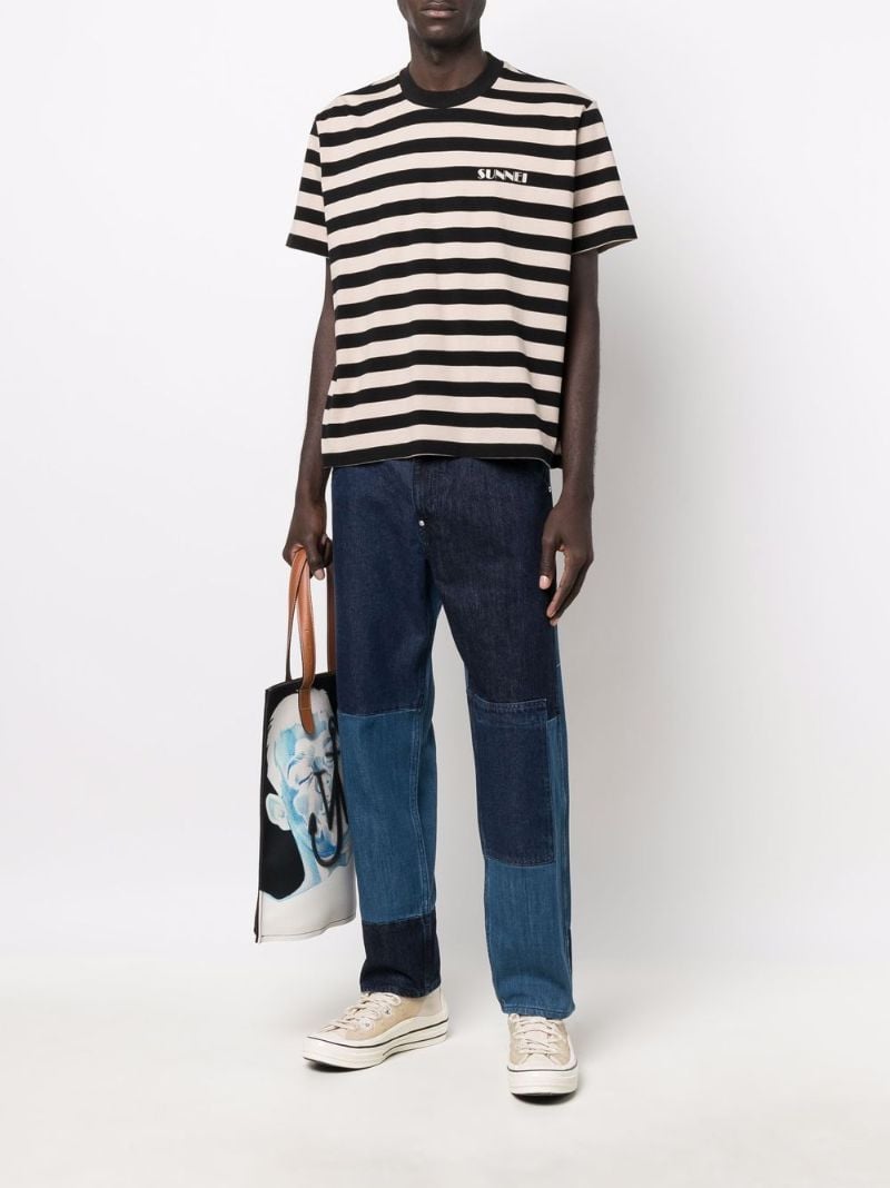 Blue Pieced Patchwork Jeans