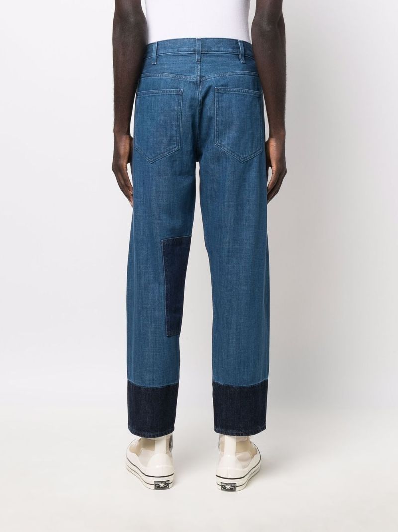 Blue Pieced Patchwork Jeans