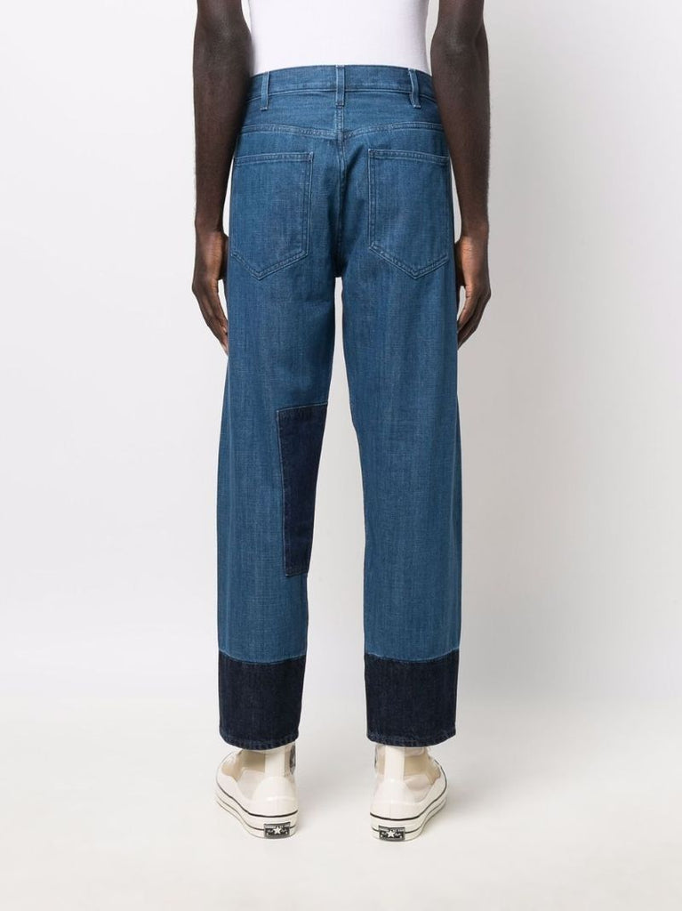 Blue Pieced Patchwork Jeans
