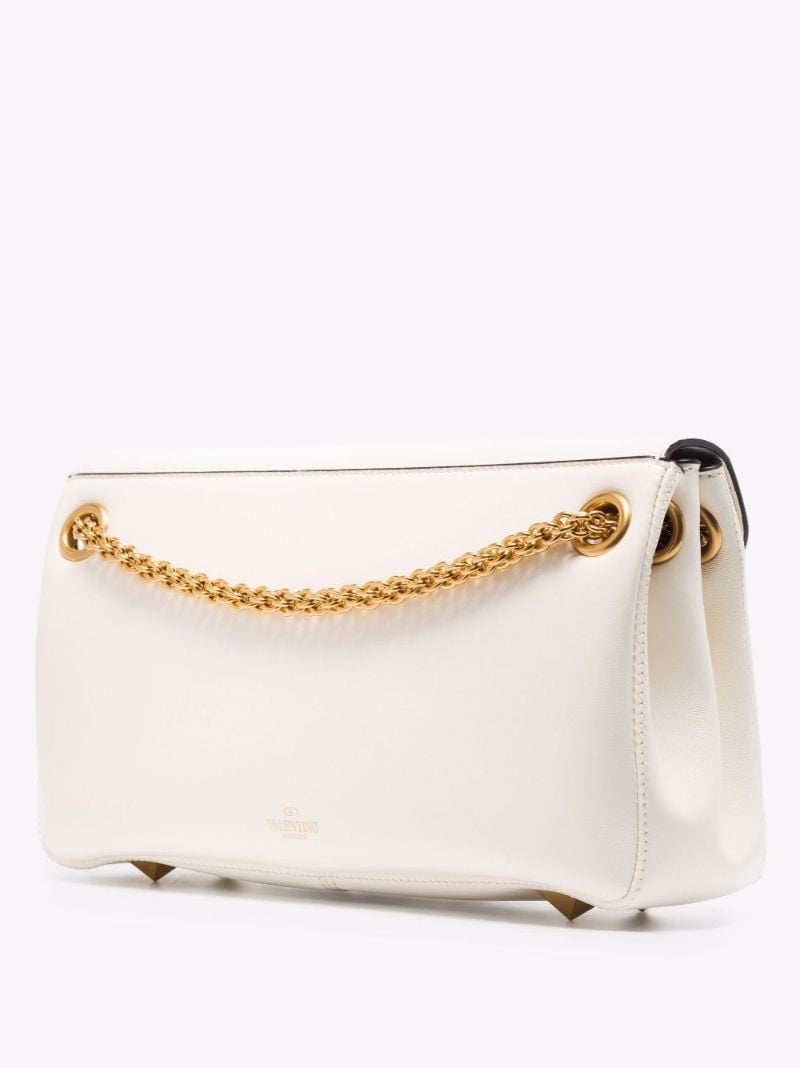 White Stud Sign Leather Shoulder Bag