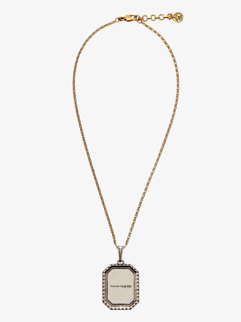 Gold-plated Engraved Logo Pendant Necklace