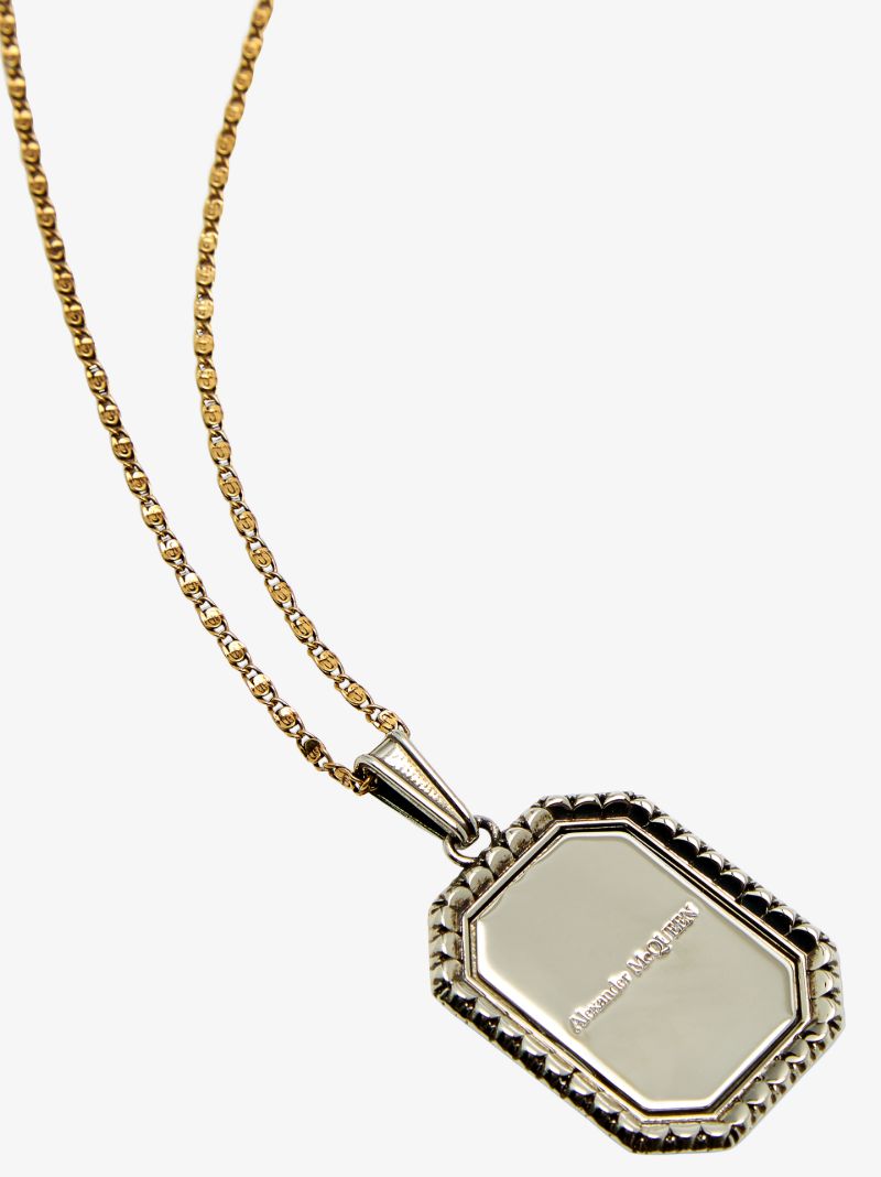 Gold-plated Engraved Logo Pendant Necklace