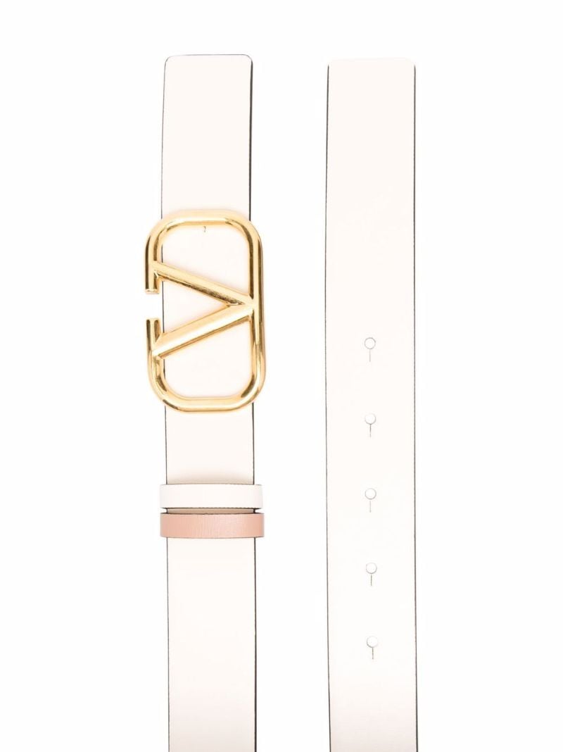 White Vlogo Signature Reversible Leather Belt