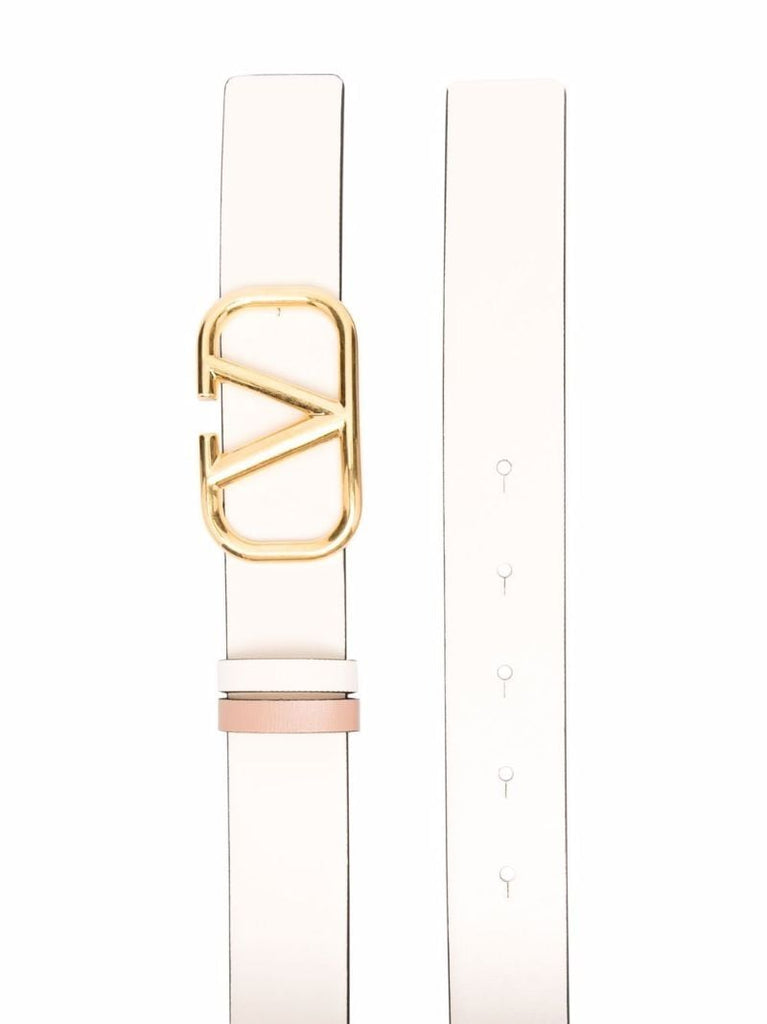White Vlogo Signature Reversible Leather Belt